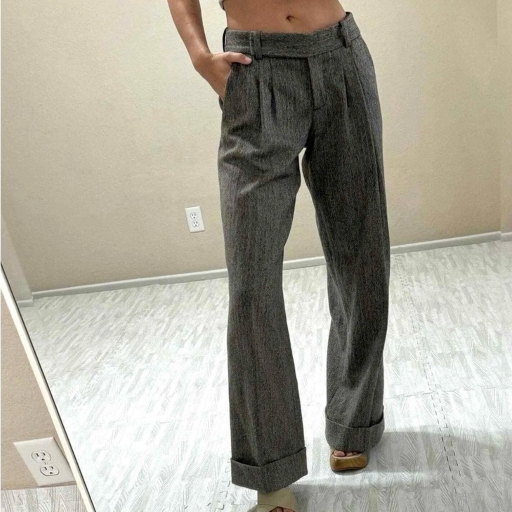 Robert Rodriguez Low Rise Wide Leg Wool Dress Trousers